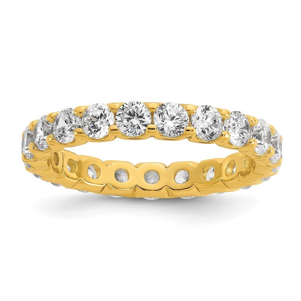 925 Sterling Silver Flash Gold-plated 3mm CZ 20 Stone Eternity Band